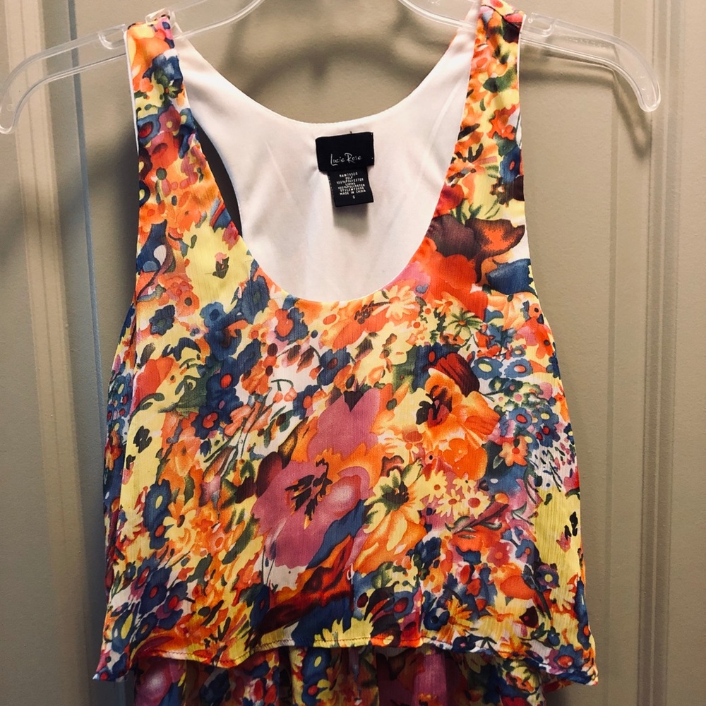 Floral Layered Crop Racerback Tank